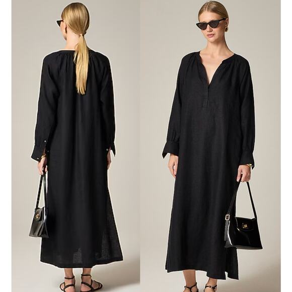 J.CREW | NWT Cabana dress in linen Black | Sz XXS - Picture 1 of 11